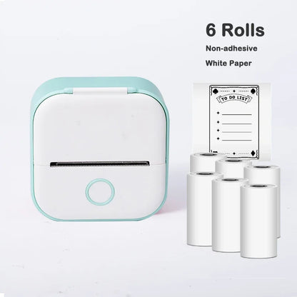 T02 Portable Mini Thermal Printer 53mm Wireless Printing Stickers with Colorful Paper Stickers Mini Pocket Label Notes Printer