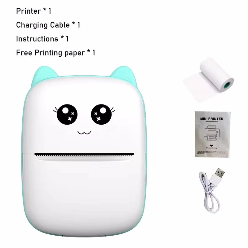 Mini CAT portable thermal printer print photo pocket thermal label printer 58mm printing wireless Bluetooth Android iOS printers