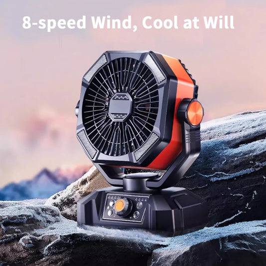 Radiator Fan 20000mAh Battery Camping Fan 4 LED Lantern 8 Speeds Desk Fan Portable Outdoor Fan for Tent Power Outages Jobsite