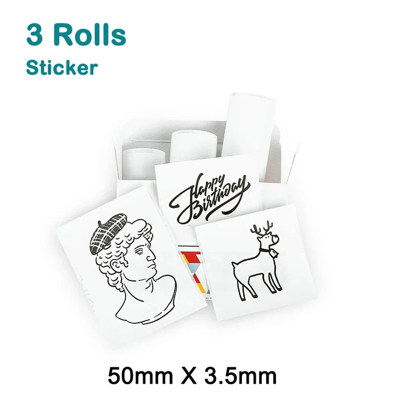 T02 Portable Mini Thermal Printer 53mm Wireless Printing Stickers with Colorful Paper Stickers Mini Pocket Label Notes Printer