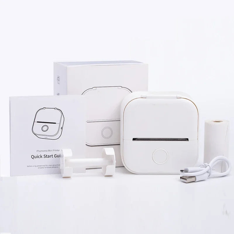 T02 Portable Mini Thermal Printer 53mm Wireless Printing Stickers with Colorful Paper Stickers Mini Pocket Label Notes Printer