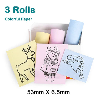 T02 Portable Mini Thermal Printer 53mm Wireless Printing Stickers with Colorful Paper Stickers Mini Pocket Label Notes Printer