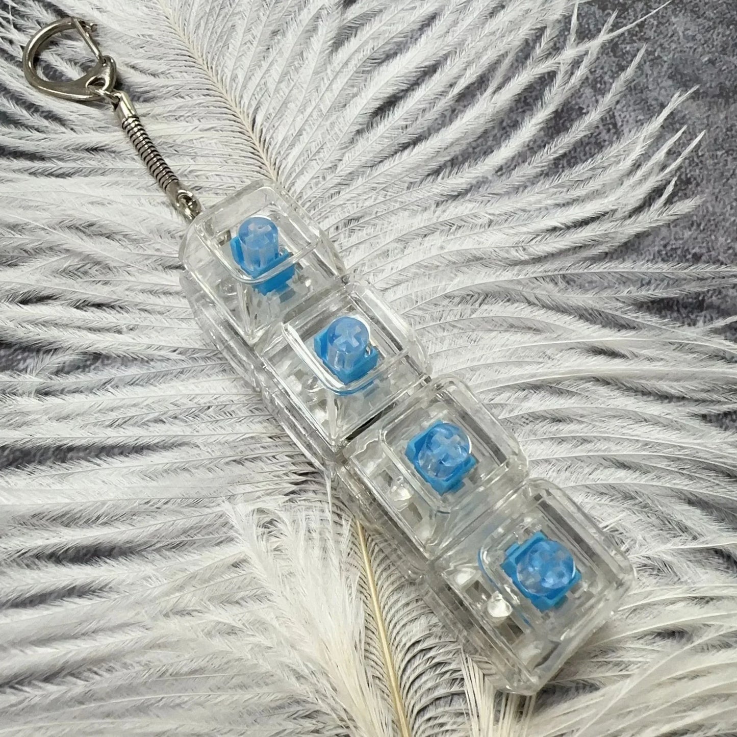 LED Keyboard Keychain Fidget Toys Crystal Clicker Sensory Toy for Stress Relief Keyboard Keychain Fidget Gadget for Adults Kids