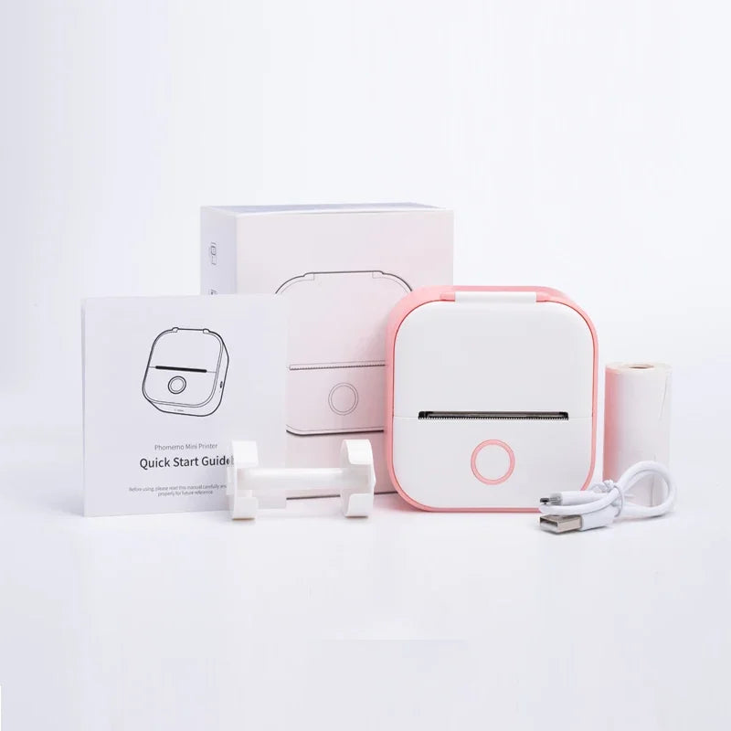 T02 Portable Mini Thermal Printer 53mm Wireless Printing Stickers with Colorful Paper Stickers Mini Pocket Label Notes Printer