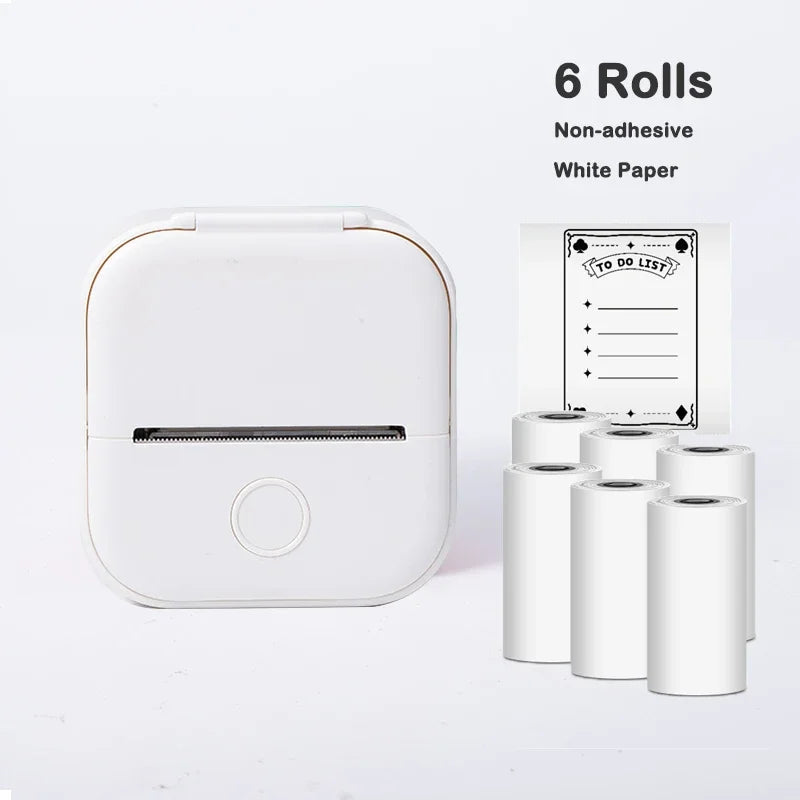 T02 Portable Mini Thermal Printer 53mm Wireless Printing Stickers with Colorful Paper Stickers Mini Pocket Label Notes Printer