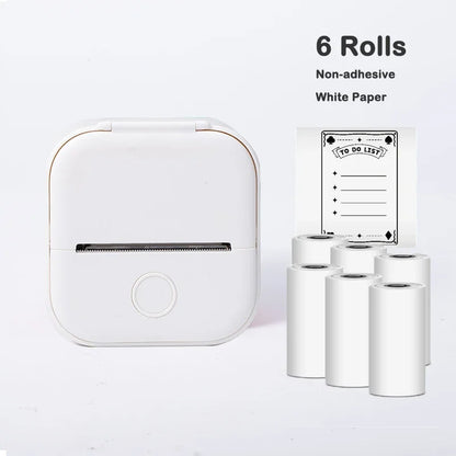 T02 Portable Mini Thermal Printer 53mm Wireless Printing Stickers with Colorful Paper Stickers Mini Pocket Label Notes Printer
