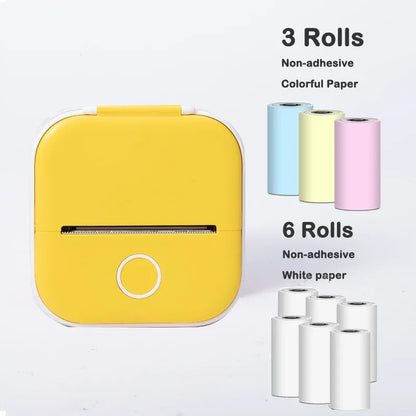 T02 Portable Mini Thermal Printer 53mm Wireless Printing Stickers with Colorful Paper Stickers Mini Pocket Label Notes Printer